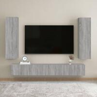 Væghængte tv-skabe 2 stk. 30,5x30x110 cm grå sonoma-eg
