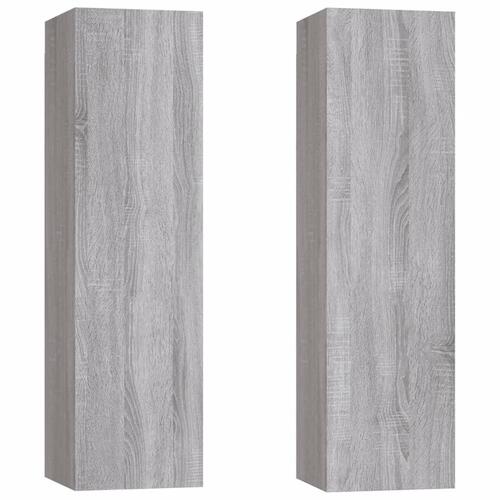 Væghængte tv-skabe 2 stk. 30,5x30x110 cm grå sonoma-eg