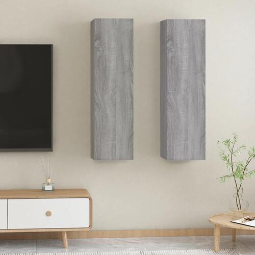 Væghængte tv-skabe 2 stk. 30,5x30x110 cm grå sonoma-eg