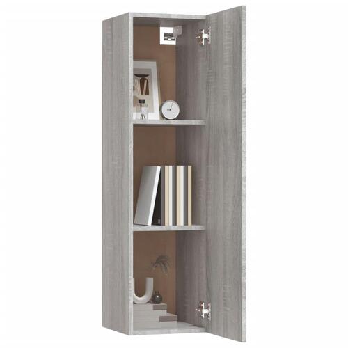 Væghængte tv-skabe 2 stk. 30,5x30x110 cm grå sonoma-eg