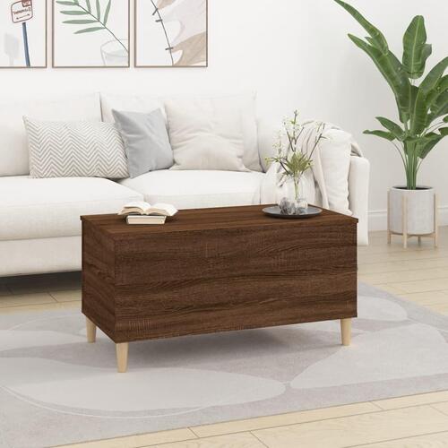 Sofabord 90x44,5x45 cm konstrueret træ brun egetræsfarve