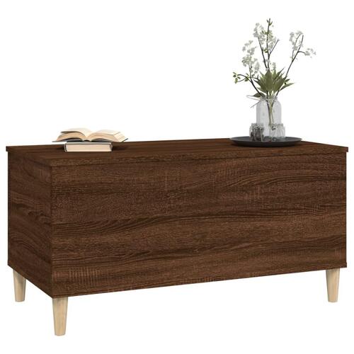 Sofabord 90x44,5x45 cm konstrueret træ brun egetræsfarve