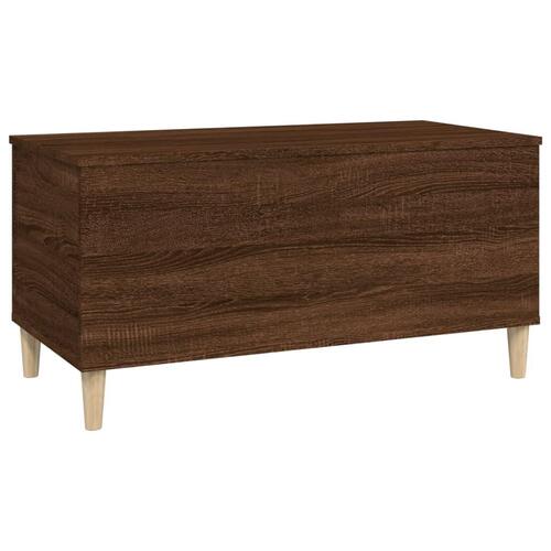 Sofabord 90x44,5x45 cm konstrueret træ brun egetræsfarve