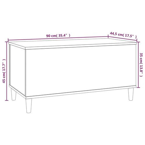 Sofabord 90x44,5x45 cm konstrueret træ brun egetræsfarve