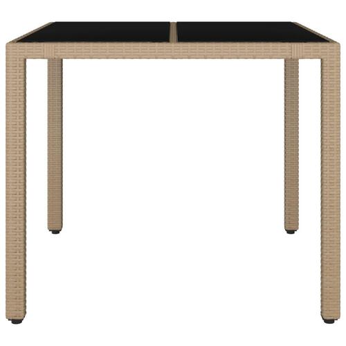 Havebord med glasbordplade polyrattan og hærdet glas beige