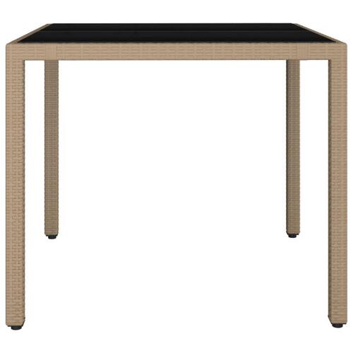 Havebord med glasbordplade polyrattan og hærdet glas beige