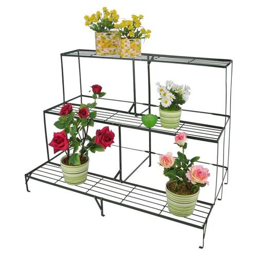 blomsterstativ med 3 hylder 100x60x75 cm sort