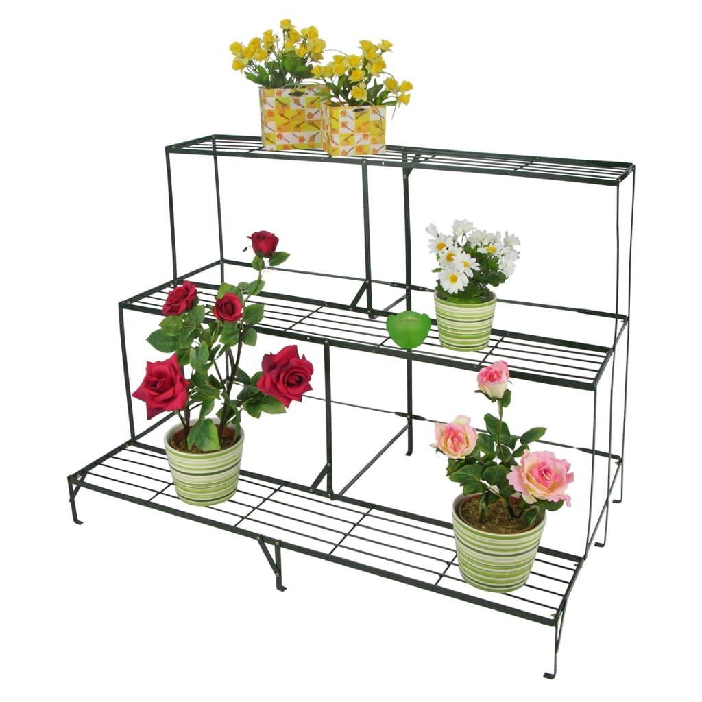 blomsterstativ med 3 hylder 100x60x75 cm sort