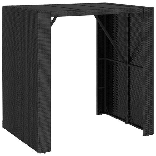 Barbord med glasplade 105x80x110 cm polyrattan sort