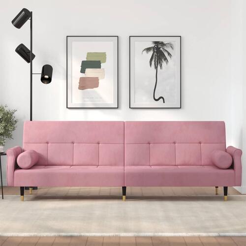 Sovesofa med hynder velour lyserød