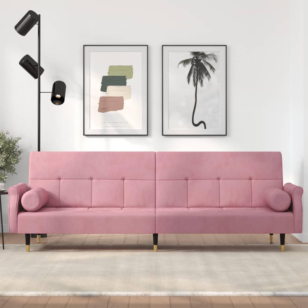 Sovesofa med hynder velour lyserød
