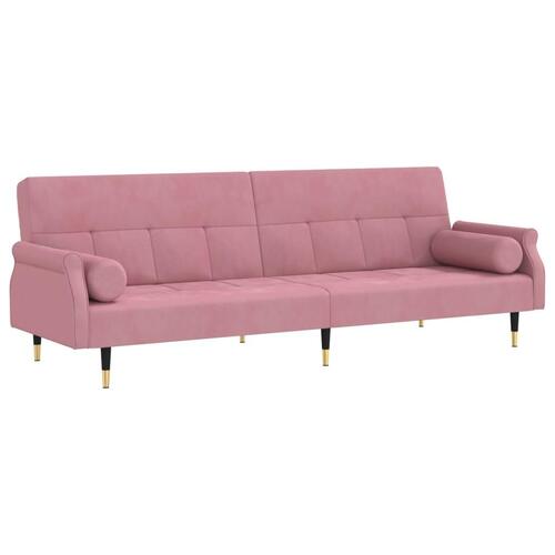Sovesofa med hynder velour lyserød