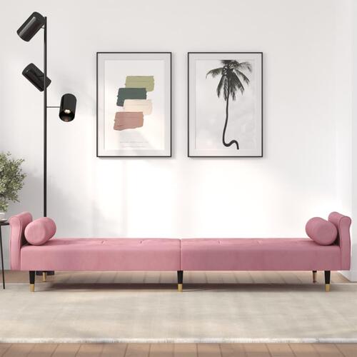 Sovesofa med hynder velour lyserød