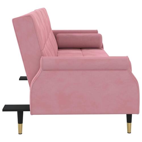 Sovesofa med hynder velour lyserød