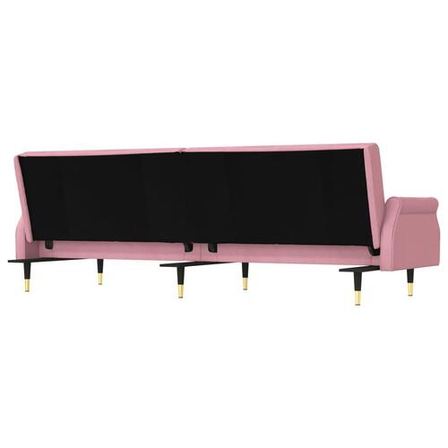 Sovesofa med hynder velour lyserød