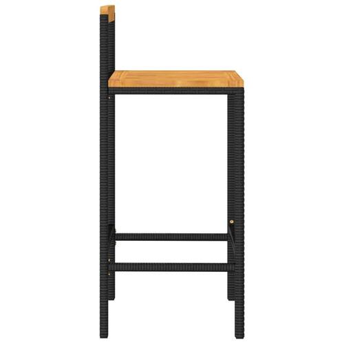 Barstole 4 stk. polyrattan og massivt akacietræ sort