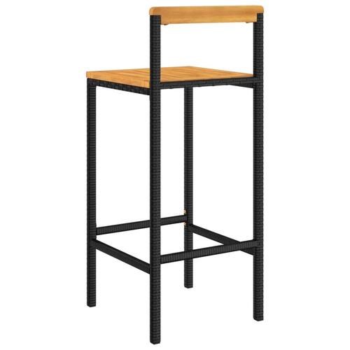 Barstole 4 stk. polyrattan og massivt akacietræ sort