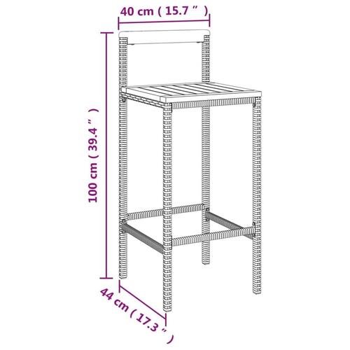 Barstole 4 stk. polyrattan og massivt akacietræ sort