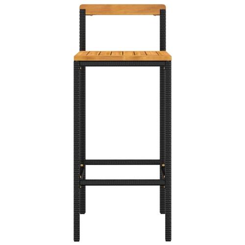 Barstole 2 stk. polyrattan og massivt akacietræ sort