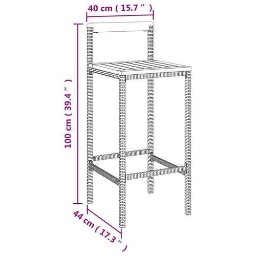 Barstole 2 stk. polyrattan og massivt akacietræ sort