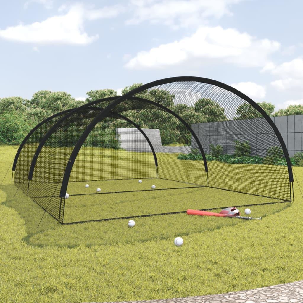 Batting cage net til baseball 600×400×250 cm - polyester, sort billede