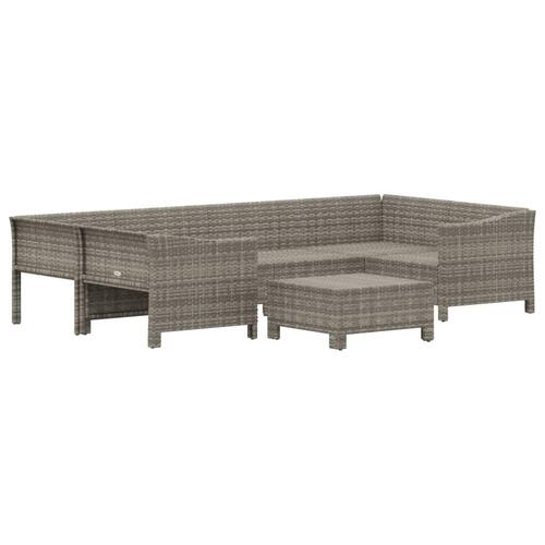 Loungesæt til haven 7 dele med hynder polyrattan grå