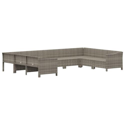 Loungesæt til haven 9 dele med hynder polyrattan grå