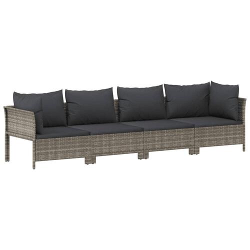 Loungesæt til haven 9 dele med hynder polyrattan grå