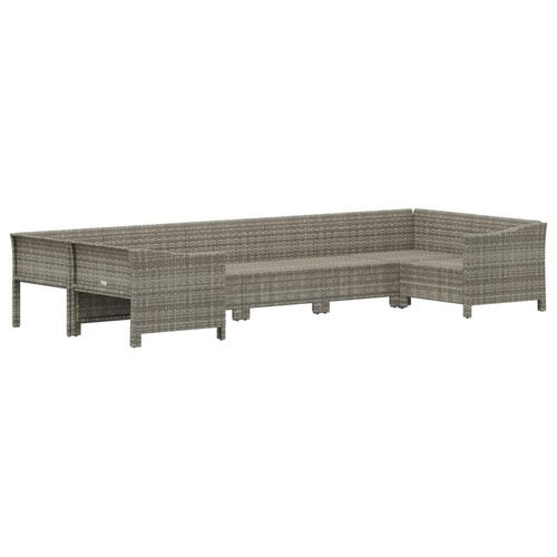 Loungesæt til haven 7 dele med hynder polyrattan grå