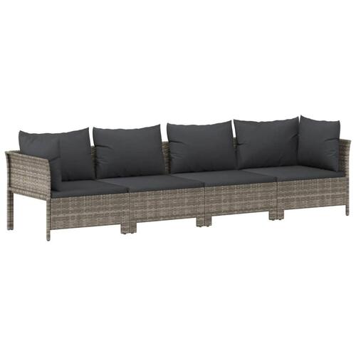 Loungesæt til haven 7 dele med hynder polyrattan grå