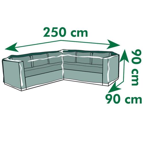 overtræk til L-formet havemøbler 250 x 90 x 90 cm