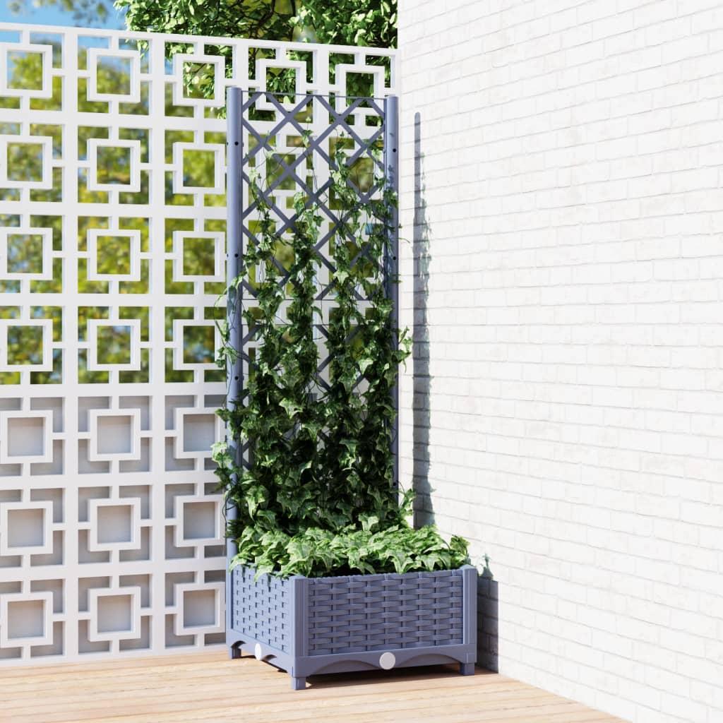 Plantekasse med espalier 40x40x121,5 cm PP mørkegrå