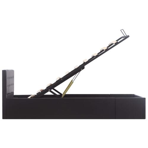 Hydraulisk opbevaringsseng 90 x 200 cm kunstlæder sort