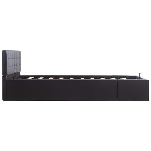 Hydraulisk opbevaringsseng 140 x 200 cm kunstlæder sort