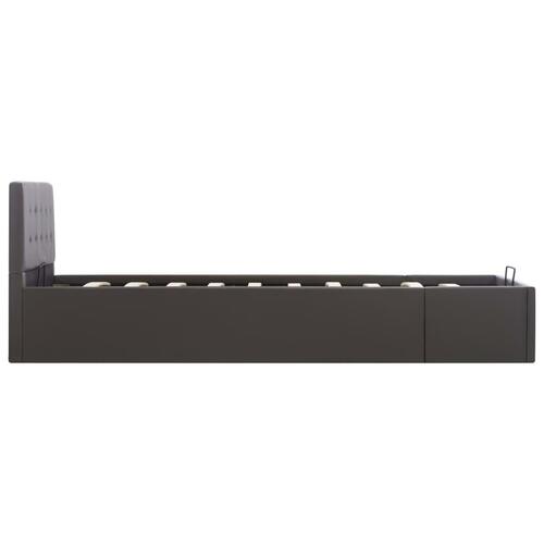 Hydraulisk opbevaringsseng 100 x 200 cm kunstlæder grå