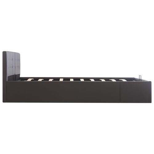 Hydraulisk opbevaringsseng 160 x 200 cm kunstlæder grå