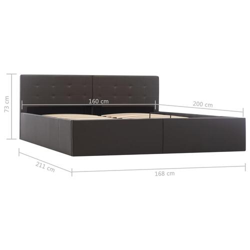 Hydraulisk opbevaringsseng 160 x 200 cm kunstlæder grå