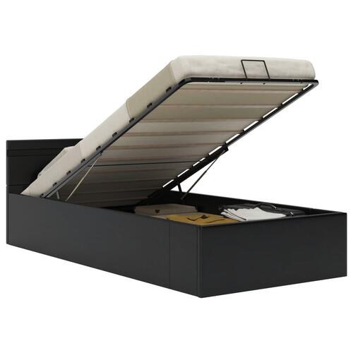 Hydraulisk opbevaringsseng med LED 100 x 200 cm kunstlæder sort