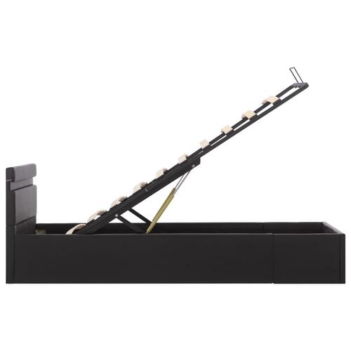 Hydraulisk opbevaringsseng med LED 100 x 200 cm kunstlæder sort