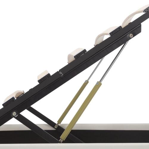 Hydraulisk opbevaringsseng med LED 90 x 200 cm kunstlæder hvid