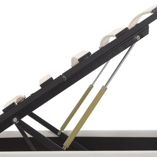 Hydraulisk opbevaringsseng med LED 120x200 cm kunstlæder hvid