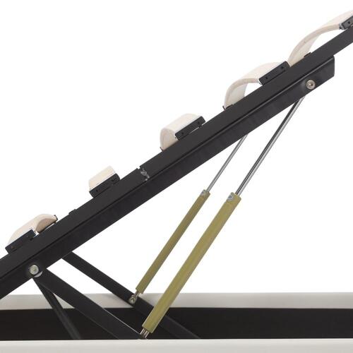 Hydraulisk opbevaringsseng med LED 160 x 200 cm kunstlæder hvid