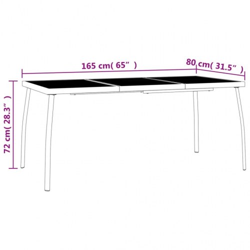 Havebord i stål og mesh - 165 × 80 × 72 cm, antracitgrå