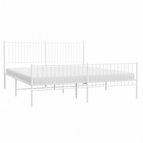 Sengeramme med sengegavl og fodgærde 193×203 cm - metal, hvid