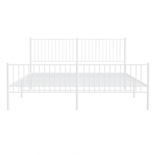 Sengeramme med sengegavl og fodgærde 193×203 cm - metal, hvid