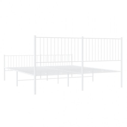 Sengeramme med sengegavl og fodgærde 193×203 cm - metal, hvid