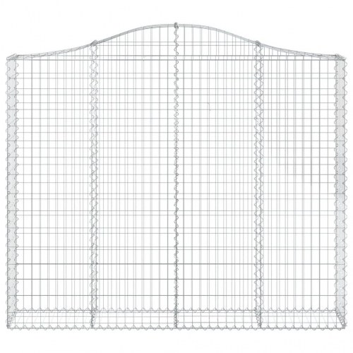 Buede gabionkurve - sæt à 2, 200×30×160/180 cm i galvaniseret jern