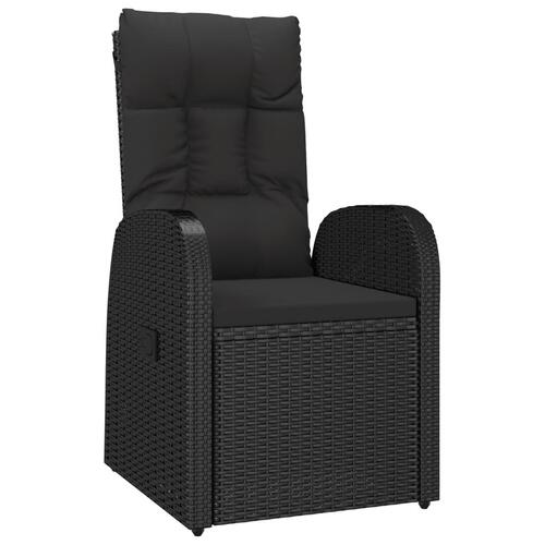 Spisebordssæt til haven 7 dele med hynder polyrattan sort