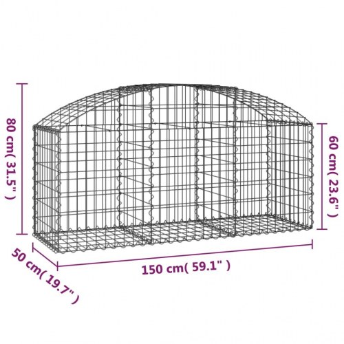 Buet gabionkurv 150×50×60/80 cm - galvaniseret jern