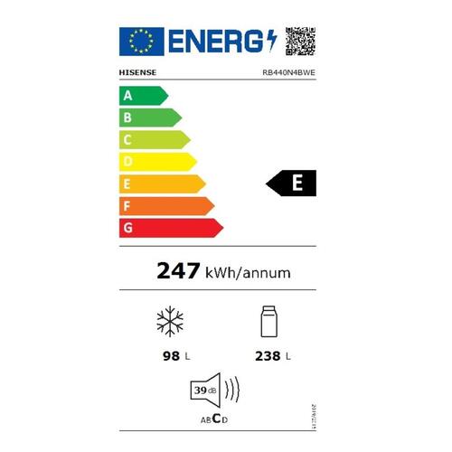 Kombineret køleskab Hisense RB440N4BWE Hvid (200 x 60 cm)